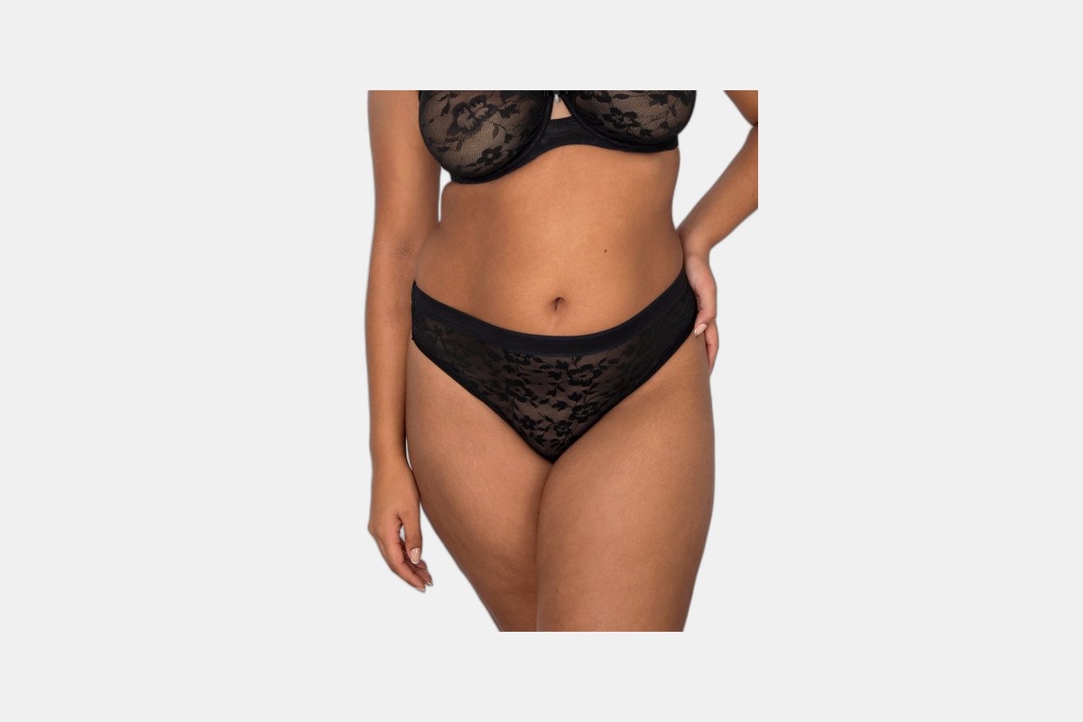 Curvy Couture Allover Lace High Cut Thong