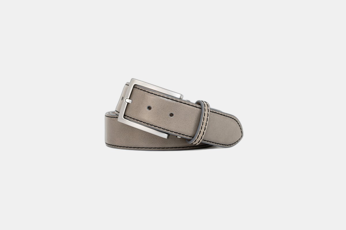 Gray Full Grain Calfskin Leather Golf Belt