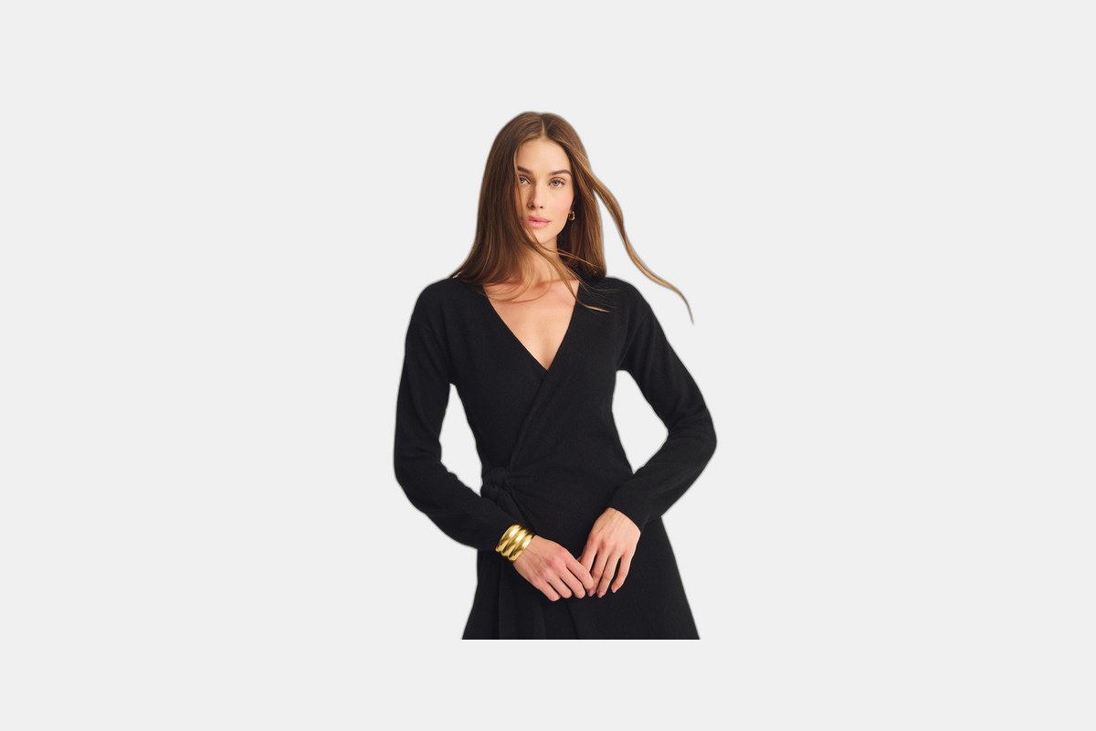 Naadam Cashmere Wrap Midi Sweater Dress