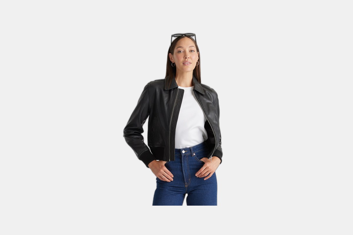 Quince 100% Leather Bomber Jacket